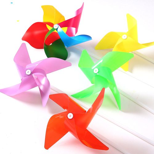 儿童彩色塑料风车幼儿园手工diy材料七彩pvc风车装饰儿童礼品玩具